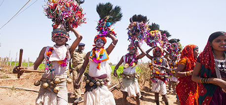 Tribal-people-wearing-their-ethnic-tribal-dresses-during-dance-of-holi-festival 